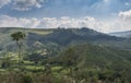 Beautiful landscape view with tea plantations and mountains Royalty Free Stock Photo