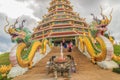 Beautiful landscape view of Wat Huay Pla Kang, a Chinese styled Mahayana Buddhist temple in the northern outskirts of Chiang Rai