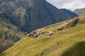 Beautiful landscape of Village Dartlo with old famous houses in Tusheti, Georgia