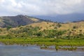 Beautiful landscape with water and mountain range, pre-Winston,Fiji,2015 Royalty Free Stock Photo