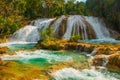 Landscape with waterfall Agua Azul, Chiapas, Palenque, Mexico Royalty Free Stock Photo