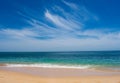 Beautiful Landscape, waves on Atlantic Ocean water against blue sky. Praia de Marinha in Algarve, Portugal Royalty Free Stock Photo