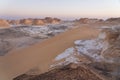 Beautiful landscape of White desert after sunset in Egypt Royalty Free Stock Photo