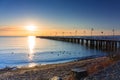 Beautiful landscape with wooden pier in Gdynia Orlowo at sunrise, Poland Royalty Free Stock Photo