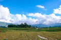 The beautiful landscape of Y Ty with mountains, clouds, blue sky, and rice fields, the most popular destination in Sapa, Vietnam. Royalty Free Stock Photo