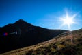 Beautiful landscape of a yellow grassland with blue sky on the high mountain at susnet I