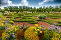 Beautiful landscaped palace park formal garden