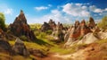 Landscapes with rock formations, illustration, Generative AI