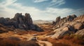 Landscapes with rock formations, illustration, Generative AI