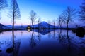 Beautiful landscapes view fuji mountain Fumotoppara Camping Grounds at night