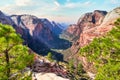 Beautiful landscapes, views of incredibly picturesque rocks and mountains in Zion National Park, Utah, USA. Concept, tourism,