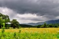 Beautiful lansdcape with blue cloudy sky in Caucasus mountains