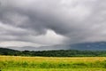 Beautiful lansdcape with blue cloudy sky in Caucasus mountains