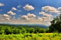 Beautiful lansdcape with blue cloudy sky in Caucasus mountains