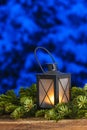 Beautiful lantern on fir branches