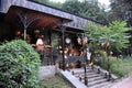 Original entrance to the cafe, Kislovodsk National Park, Stavropol Territory, Russia, Europe.