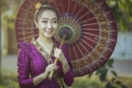 Beautiful Laos woman in Traditional Laos dress Royalty Free Stock Photo