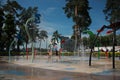 beautiful large children's park with many carousels Royalty Free Stock Photo