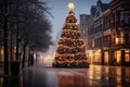 Beautiful large Christmas tree on the market square