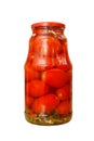 A beautiful and large jar with canned tomatoes, isolated Royalty Free Stock Photo