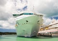 Beautiful large luxury cruise ship at moorage St. John, Antigua