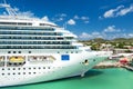 Beautiful large luxury cruise ship at moorage St. John, Antigua Royalty Free Stock Photo