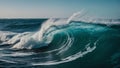 Beautiful large ocean waves. Environmental protection and ecology concept. Summer holidays idea.