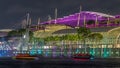 Beautiful laser and musical fountain show at the Marina Bay Sands waterfront in Singapore night timelapse Royalty Free Stock Photo