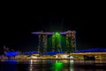 Beautiful laser show at the marina bay waterfront night time.