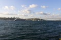 Beautiful late afternoon view on Istanbul city and a Euro-Asia bridge Royalty Free Stock Photo