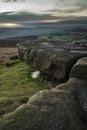 Beautiful late evening Autumn light over Stanage Edge Peak District Royalty Free Stock Photo