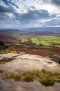 Beautiful late evening Autumn light over Stanage Edge Peak District Royalty Free Stock Photo