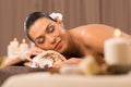 Beautiful Latin Girl Relaxing At Beauty Spa Royalty Free Stock Photo