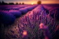 Beautiful lavender field at sunset Royalty Free Stock Photo