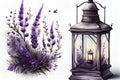 Beautiful Lavender Lantern on White Background for Invitations and Posters.