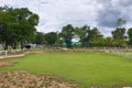Beautiful lawn landscape, wide area, sheep farm, Nakhon Sawan, Thailand, 3 July 2021