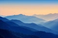 Beautiful layers of mountain with soft colored sunrise color Generative AI