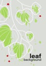 Beautiful Leaf Line Art Abstract Background Vector. Foliage with grunge ink brush texture pattern. Royalty Free Stock Photo