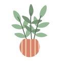 Beautiful leafy potted houseplant isolated vector illustration Royalty Free Stock Photo