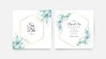 Beautiful leaves watercolor on wedding invitation card template