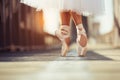 Beautiful legs of female classic ballet dancer in pointe Royalty Free Stock Photo