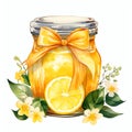 beautiful lemon jam jar clipart illustration