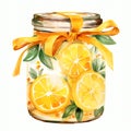 beautiful lemon jam jar clipart illustration
