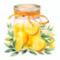 beautiful lemon jam jar clipart illustration