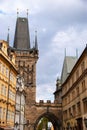 Beautiful Lesser Town Bridge Towers. Prague, Czech Republic Royalty Free Stock Photo