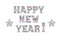 Beautiful lettering happy new year with stars isolated on the white background. Vector illustration