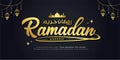 Beautiful lettering happy ramadan mubarak banner