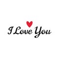 Beautiful lettering I love you text with small red heart for the holy valentine's day card, love symbol Royalty Free Stock Photo