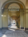 Beautiful colonnade near Turin train station, Italy