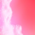 Beautiful light background with Bath pink foam and empty place for your text. Shampoo bubbles texture. Sparkling pink